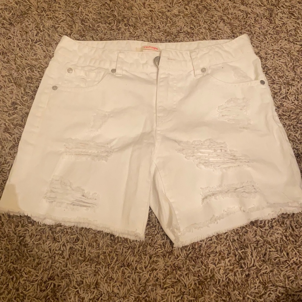 White jean shorts